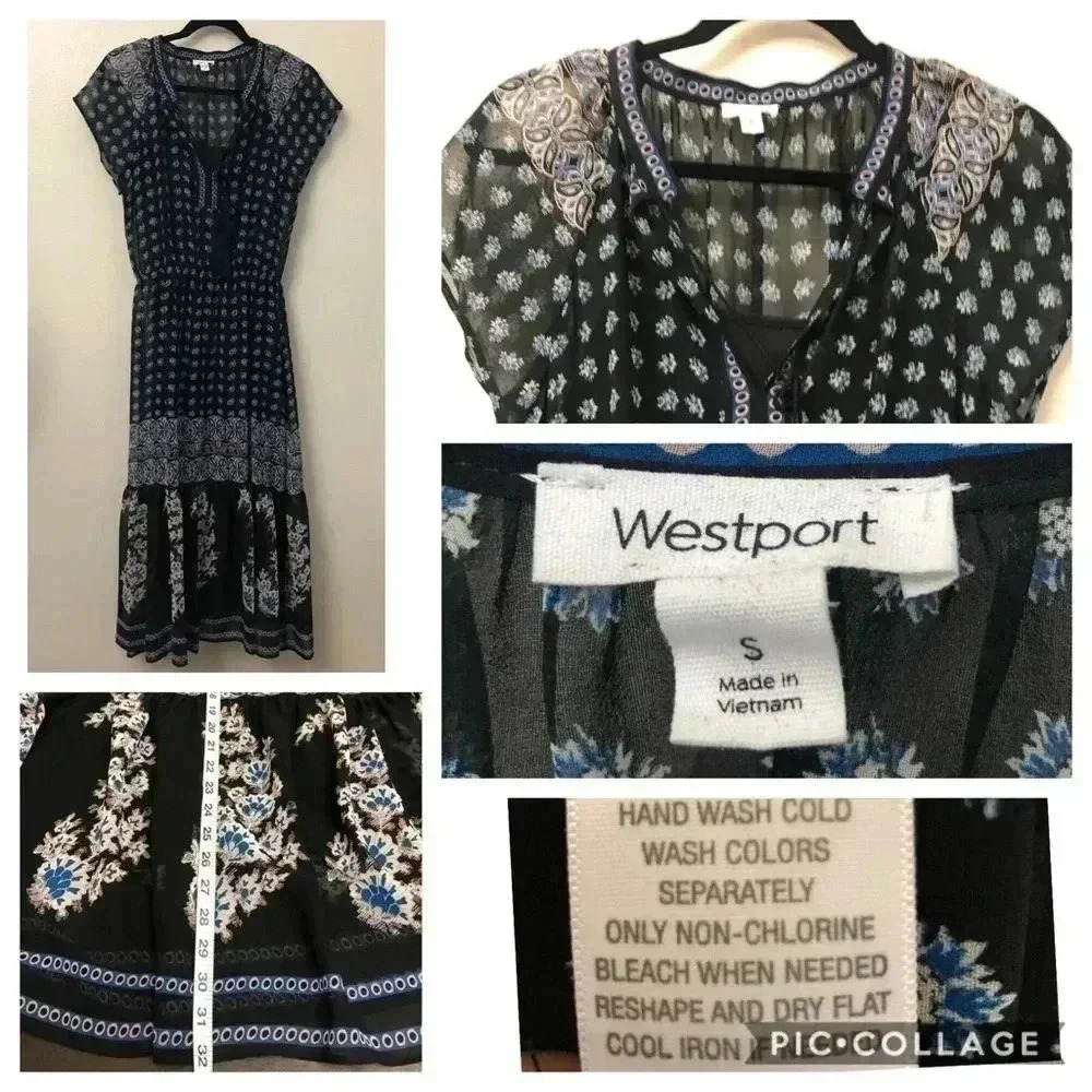Westport‎ Boho Black Dress Size S